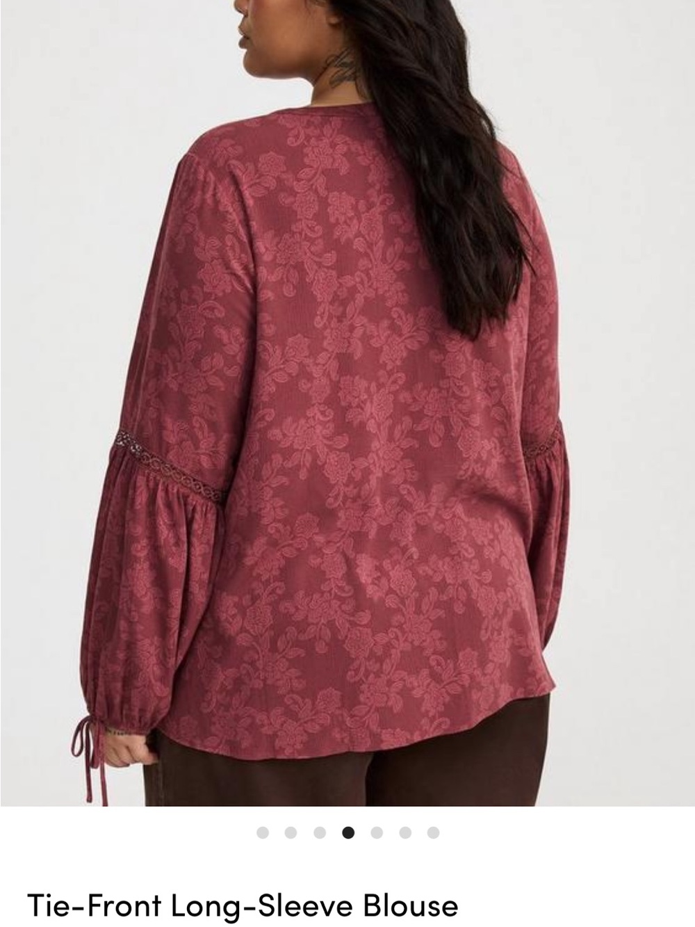 torrid dusty mauve paisley tie-neck boho tunic - Picture 8 of 10